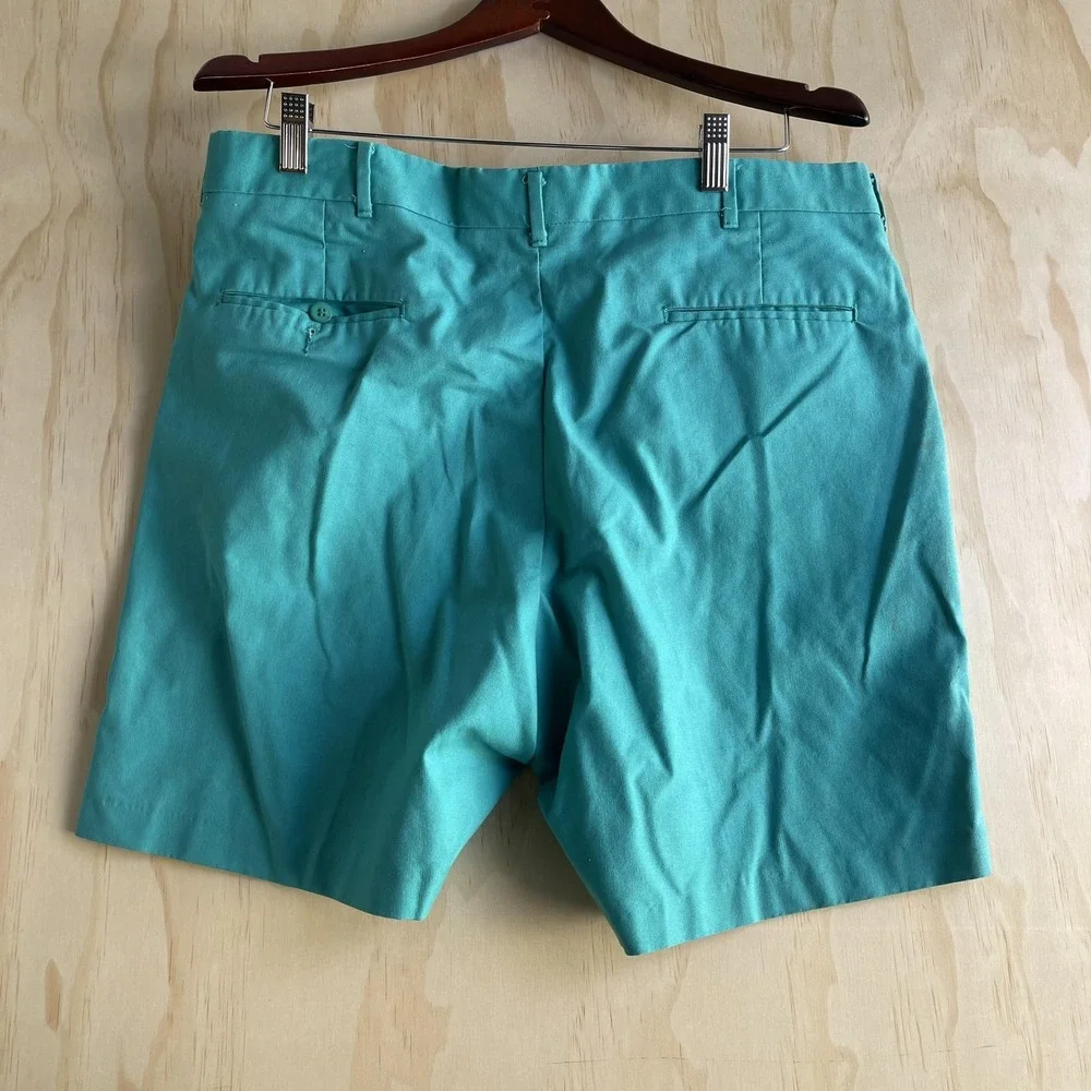 Vintage Knightsbridge Chino Mens 38 Teal Pleated Made In USA Casual‎ Shorts